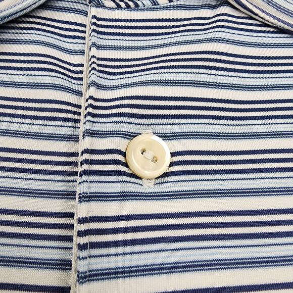 Peter Millar Polo Mens XXL Blue White Stripe Jasna Polana Performance Golf Shirt - Picture 10 of 16